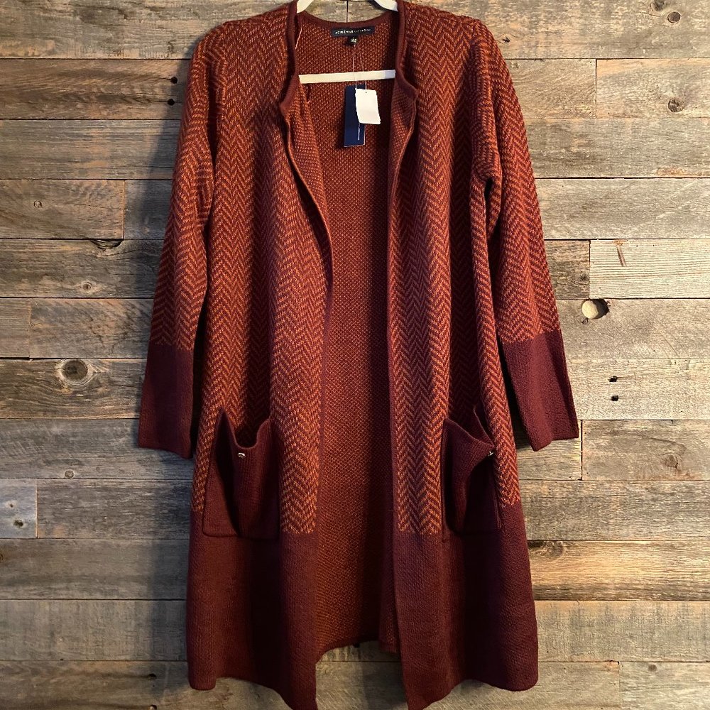 Adrienne Vittadini Long Open Knit Cardigan in S NWT